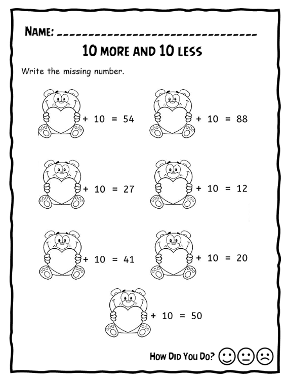 10 More 10 Less with Adding Hearts