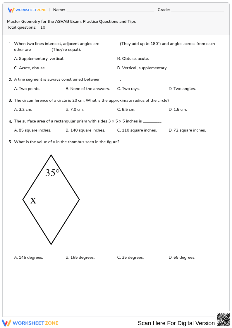 Master Geometry for the ASVAB Exam: Practice Questions and Tips